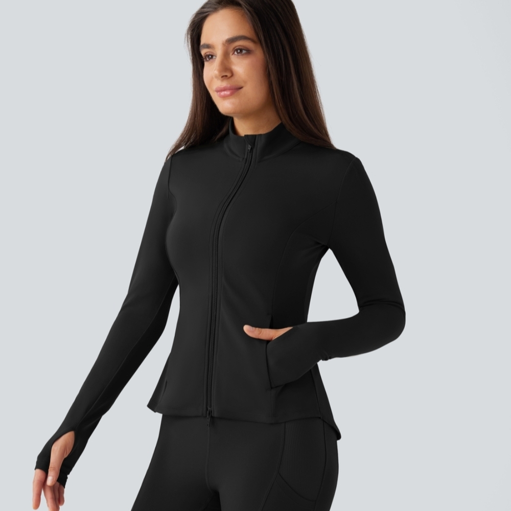 Halara Softlyzero Stand Collar Thumb Hole Pockets… - image 3